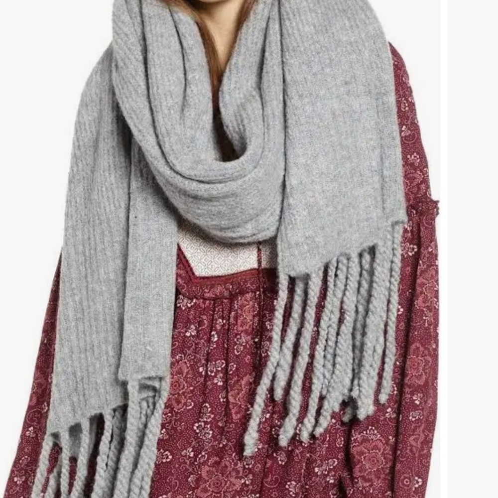 Free People Jaden Ribbed Fringe Blanket Scarf